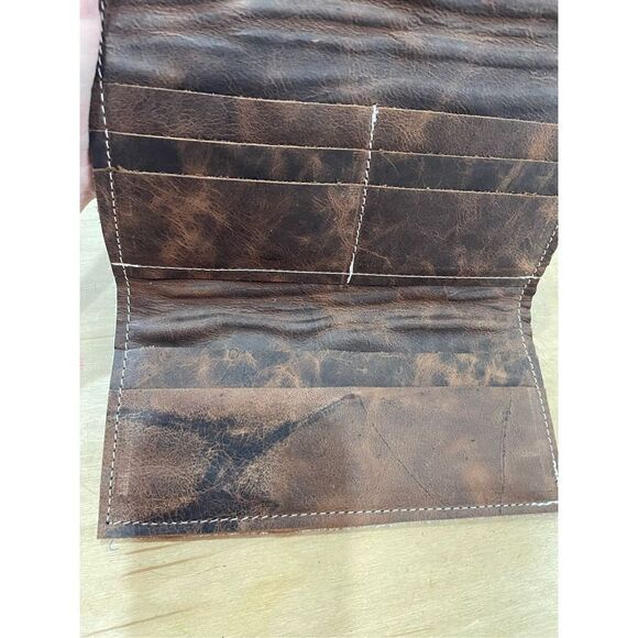 New Leather Pony Hair Clutch Wallet with Aztec EmDerail Rodeo Western - Picture 5 of 6